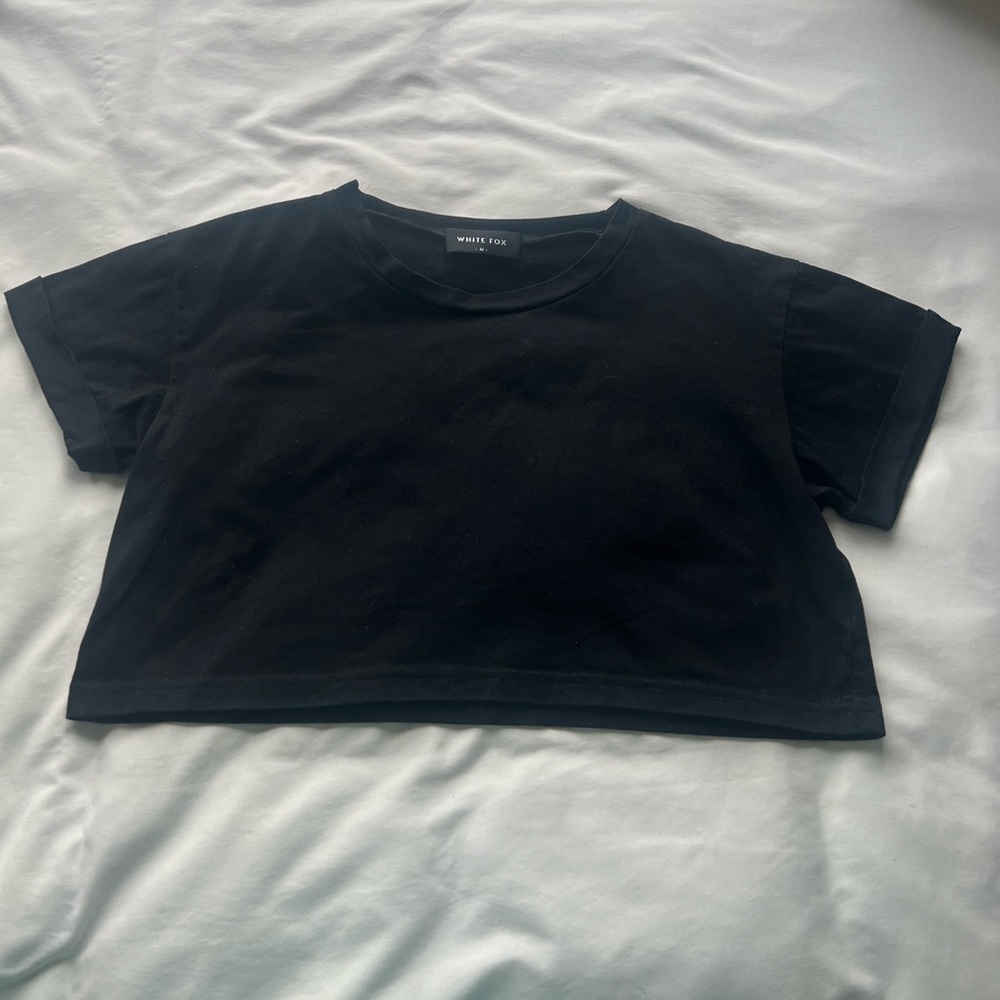 White fox boutique black crop top